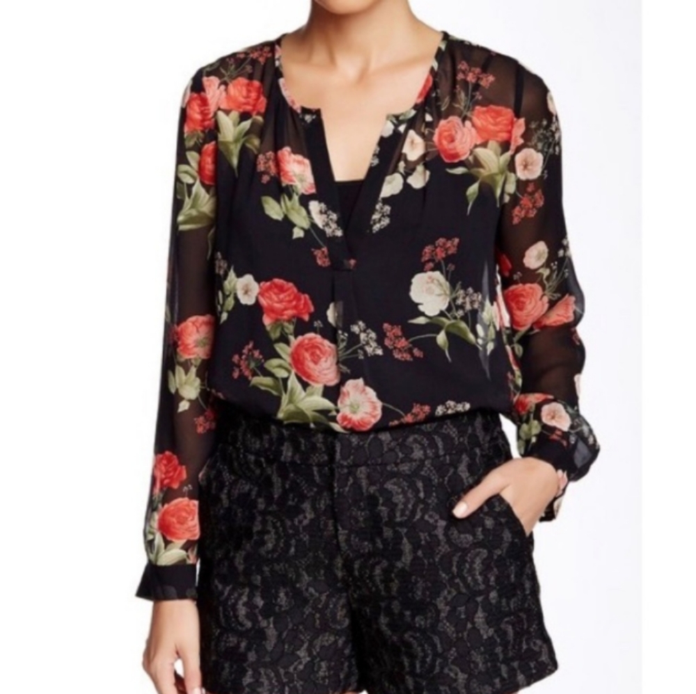 Joie Black Floral Blouse